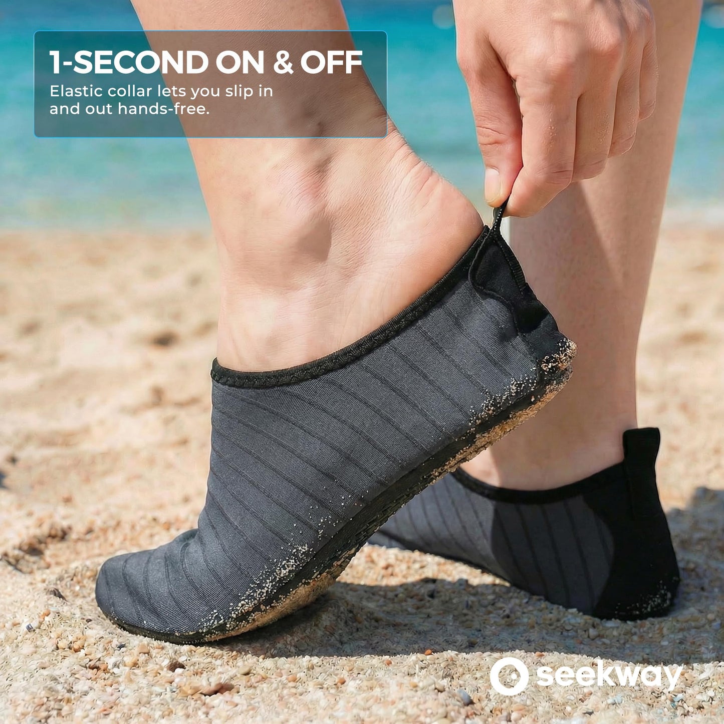SEEKWAY Water Shoes Quick-Dry Aqua Socks Barefoot Non Slip for Beach Swim Yoga Pool Lake Surf Women Men Grey SK002(U)