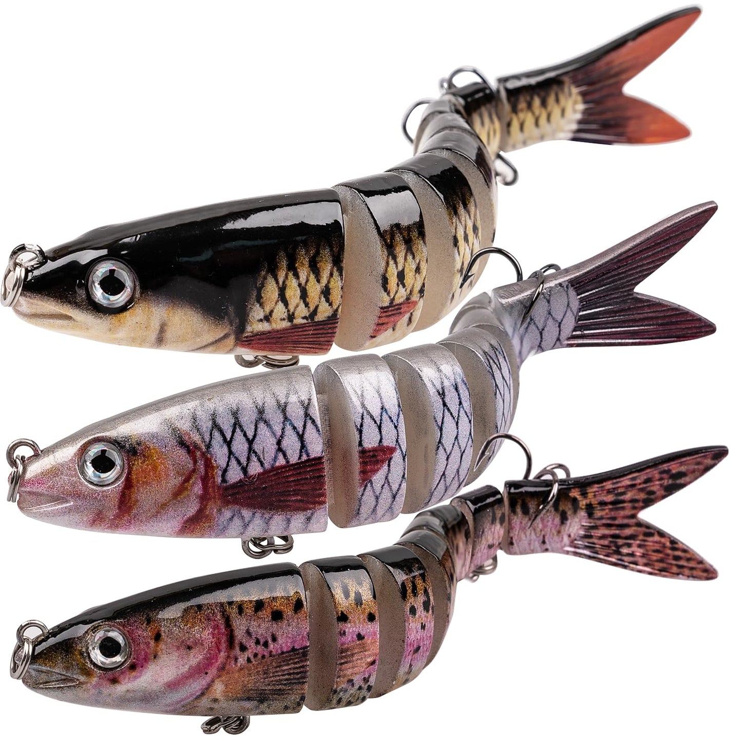 ReeMoo Fishing Lures for Bass, Topwater Fishing Lures, Multi Jointed Swimbaits, Lifelike Slow Sinking Swimming Bass Lures for Freshwater and Seawater Fishing Accessories