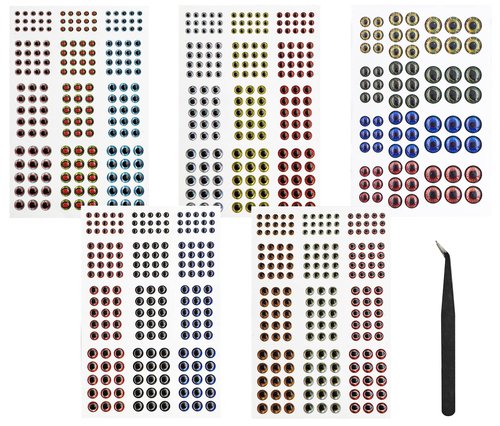 Fish Eyes for Lures Making - Small and Large Fishing Lure Eye 3mm 4mm 5mm 6mm 7mm 10mm Assortment for Fly Tying DIY Materials Tool