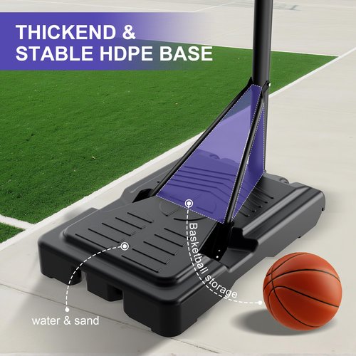 Basketball Hoop Outdoor, Upgraded 10FT Height Adjustable Basketball Goal System with Sturdy Base & Shatterproof 44" Backboard for Youth Adults – Backyard, Driveway & Indoor（Portable）