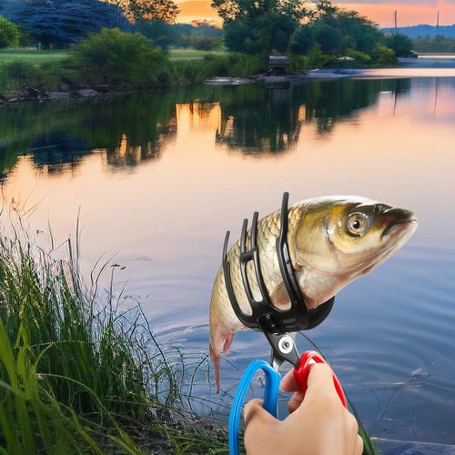 HiliyKiliy 2 PCS Fish Gripper, 3 Claw Fish Grippers for Fishing Pliers, Metal Control, Multi 3 Teeth Clamp Claw Grabber Tool for Most Freshwater Hook Remover, Tackle Holder