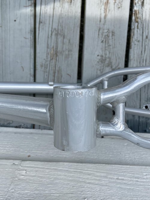 R4 Retro 6061 Aluminum 29" Pro BMX Frame & Chrome Fork Raw with Clear Coat looptail Design