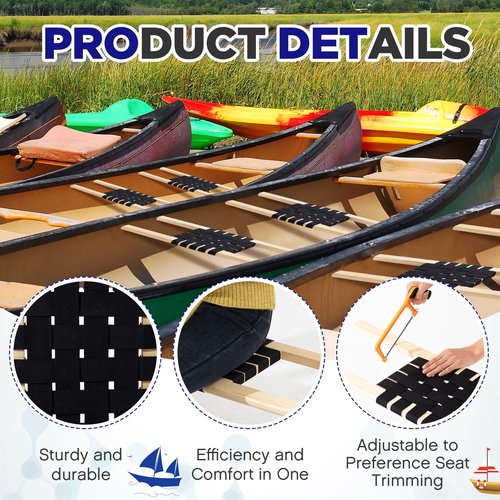 JellyArch 34 Inch Canoe Seats Nylon Webbed Seat Replacement Canoe Hardware (2 Pcs)