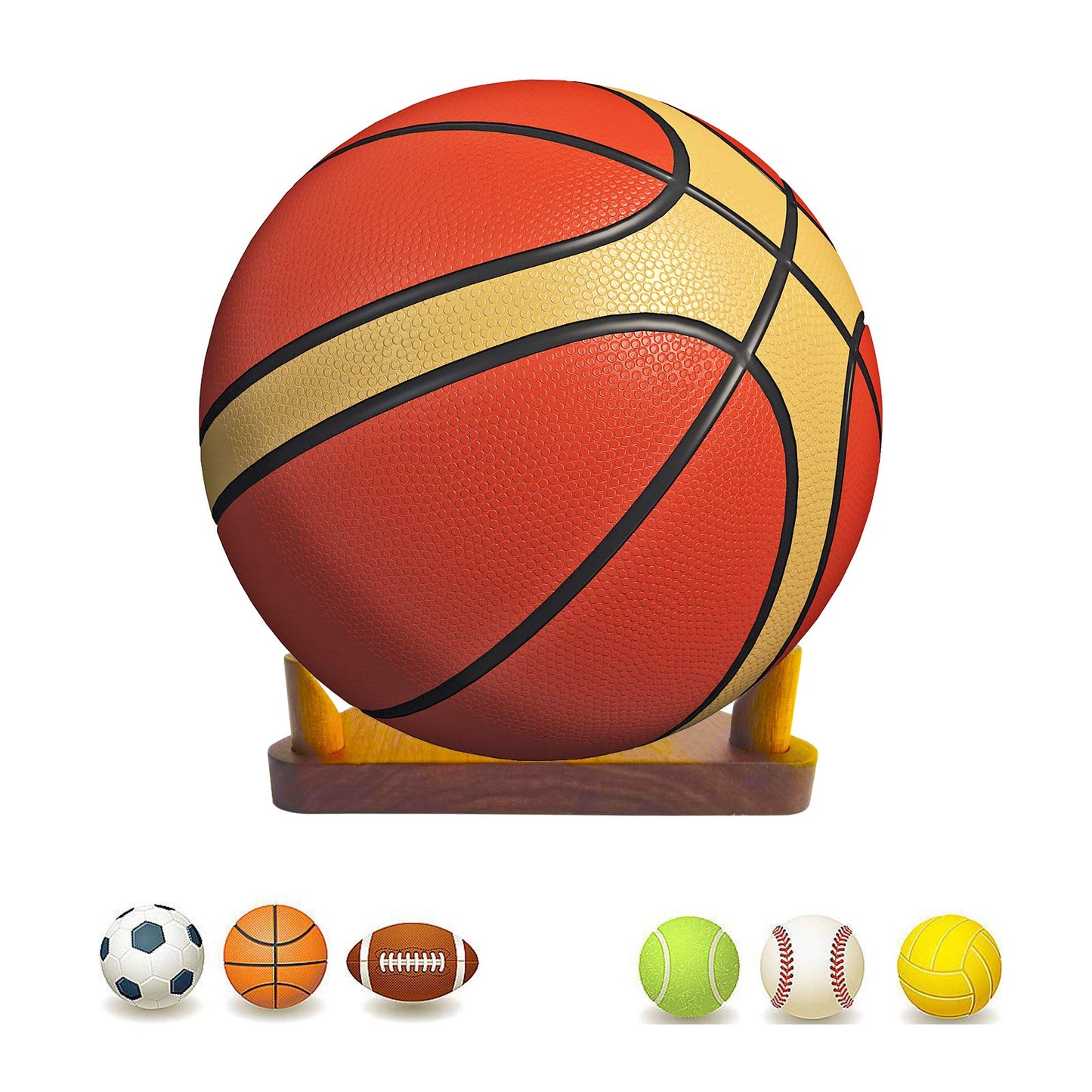 LuxRound Ball Stand Holder Display Stand for Basketball Football Soccer Holder Rack Autographed Ball Memorabilia Display Case Solid Walnut Wood Made Ball Display Stand (4pcs)