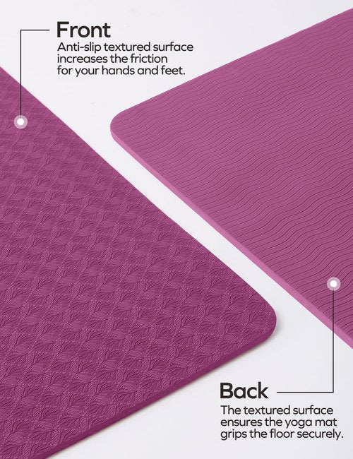 Ewedoos Eco Friendly Yoga Mat with Alignment Marks TPE Non Slip Hot Yoga Mat Thick 1/4'' Anti-Tear Surfaces Exercise Mat for Home Workout Fitness Pilates