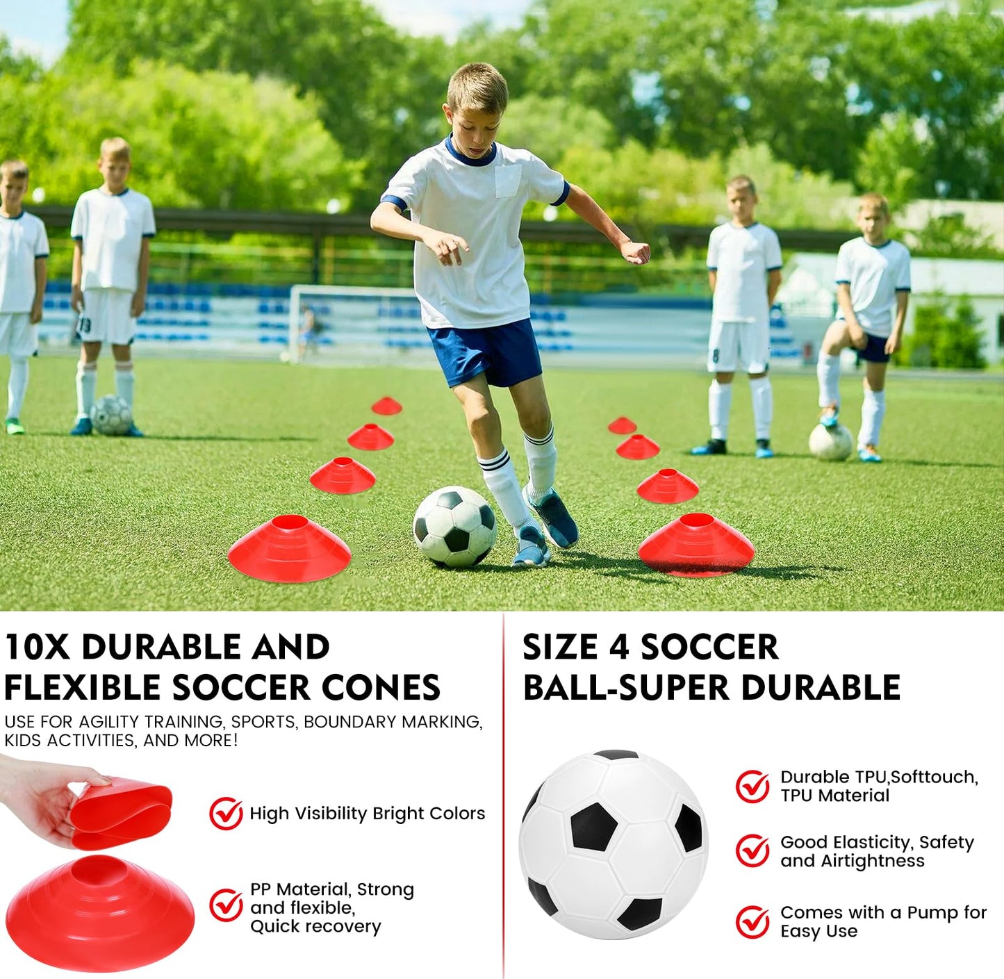 EVERRUSH 6' x 4' Soccer Goals Nets for Backyard Beach Pop Up Soccer Training Equipment Net Portable Goal Set with Ball, and Cones, Youth Outdoor Sports Games Football Goal with Carry Bag