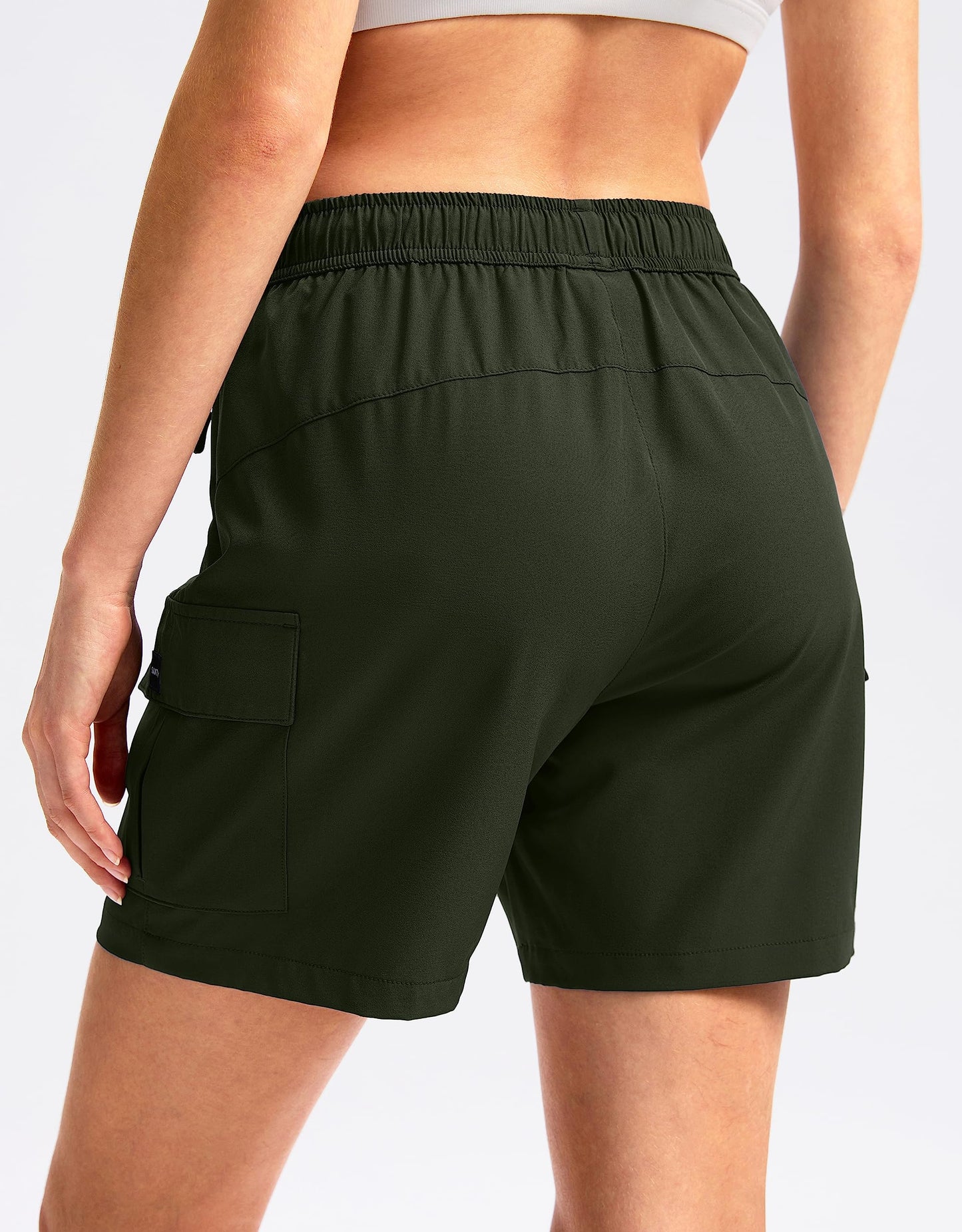 SANTINY Women's 5''/ 7''/9'' Hiking Cargo Shorts Quick Dry Lightweight Summer Shorts for Women Athletic Golf Zipper Pockets(Army Green_M)