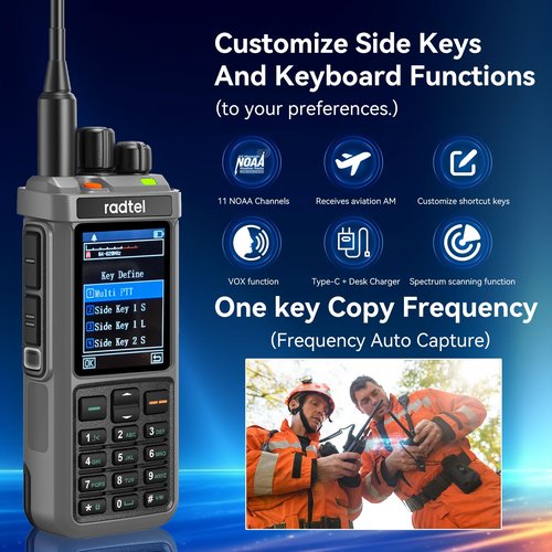 Radtel RT-880 Walkie Talkie 10W Portable Ham Radio 1024 Channels HF CB SSB Rx with Cross-Band Repeater, 2.4 Inch Color Display, 2400mAh Rechargeable Battery,