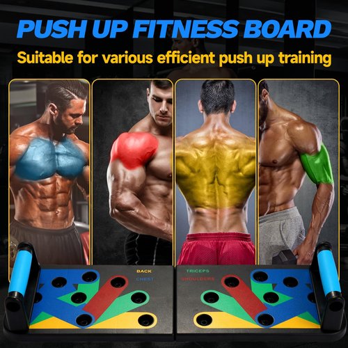 Push Up Board 9-in-1, Multi-Functional Workout Equipment for Home Gym - Strength Training & Chest, Arm, Core Exercises for Men & Women, Burn Fat & Build Muscle ﻿