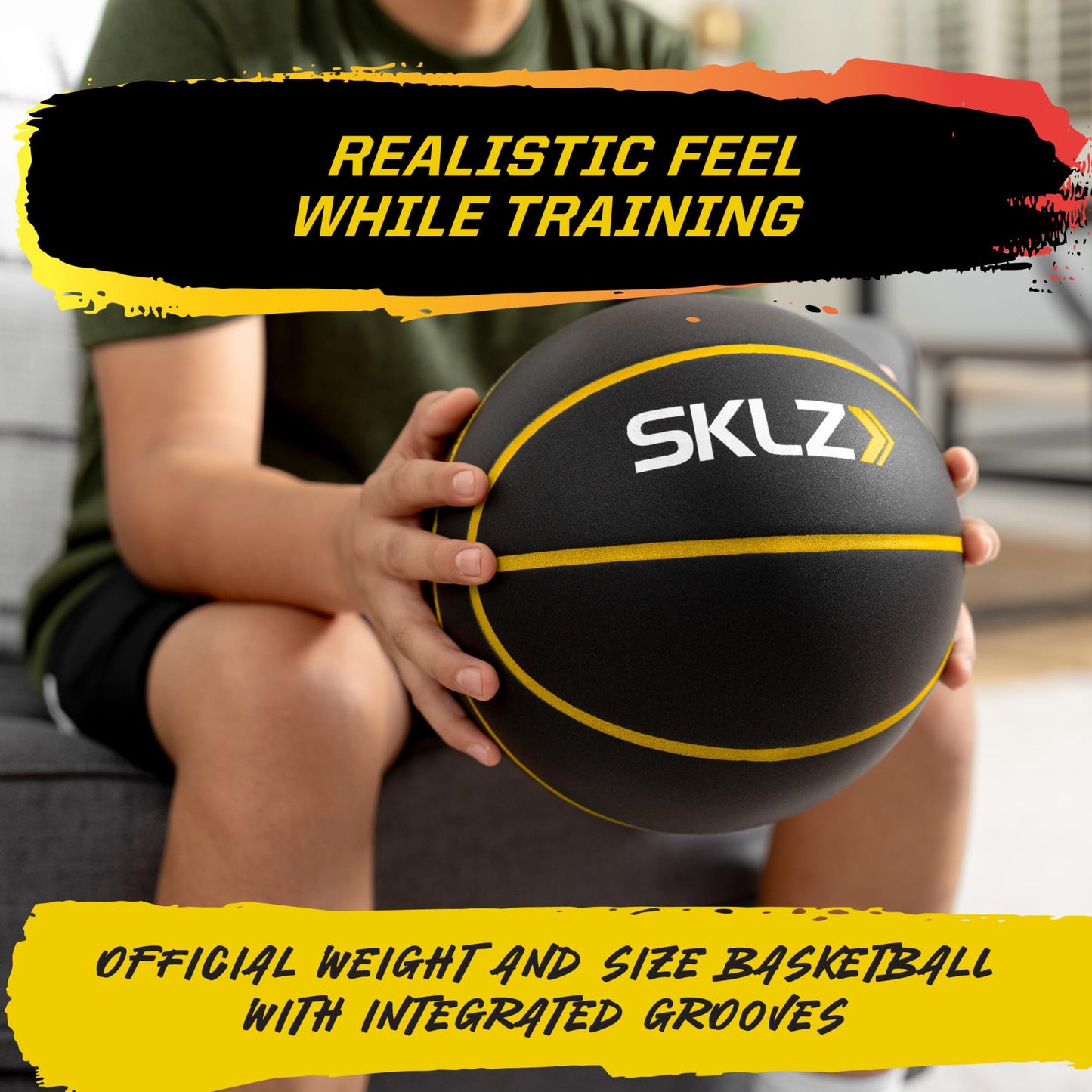 SKLZ Bashhhketball Pro Silent Basketball – Official Size 7, 29.5" Indoor Foam Training Ball, Quiet Dribbling