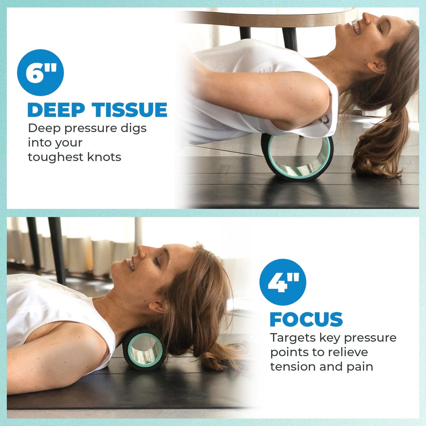 Chirp Wheel Foam Roller – Targeted Back & Neck Relief, Lumbar Spine Stretcher, Spinal Decompression Back Stretcher, Massage Roller with Density Foam for Physical Therapy, Supports 500lbs, 2-Pack Mint
