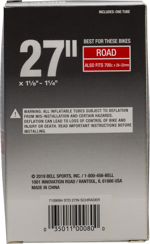 Bell Standard Bicycle Tube, 27" x 1 1/8" - 1 1/4", Schrader