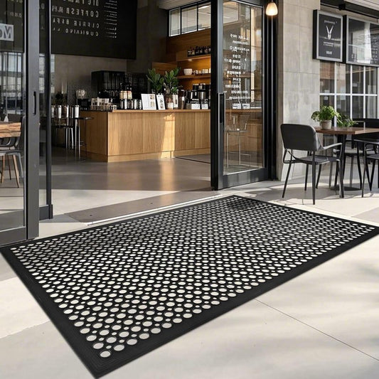 Anti Fatigue Rubber Floor Door Mats Restaurant Kitchen Outdoor Rubber Drainage Floor Mat Durable No Slip Commercial Bar Floor Mats Used for Garage Black 36" x 60"