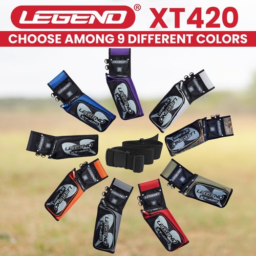 Legend XT420 Arrow Quiver - Quiver Arrow Holder, Archery Quiver with 3 Arrow Tube, Durable Nylon Hip Quivers with Multiple Pockets for Archery Accessories, Score Card & Tools - Right Handed, Black