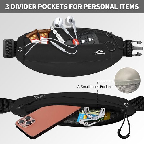 UPTARD Running Fanny Pack Whole Bag Reflective, Running belt for Women &Men,Sweatproof Phone Holder Workout, Running Waist Pack(black)