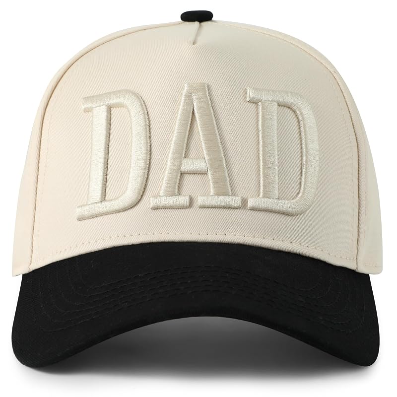 Dad Trucker Hat for Men - Beige | Two-Tone Adjustable Embroidered Baseball Cap