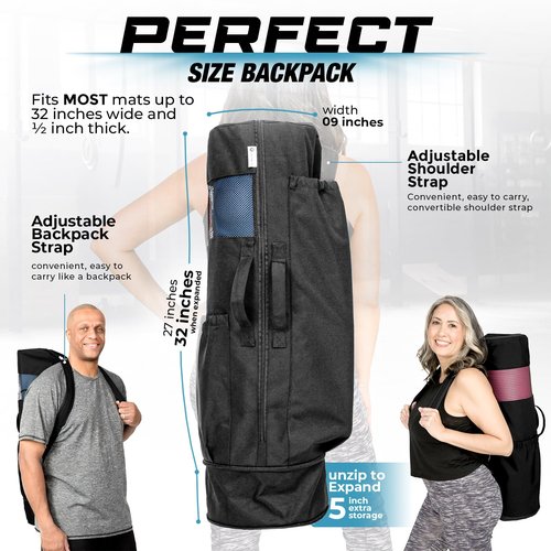 MAGNILAY Yoga Mat Bag with Adjustable Strap & Pockets, Full-Zip Travel Gym Tote for Women & Men, Yoga Bag for Large Size Mat Carrier, Yoga Mat Holder for Workout and Outdoor Use (32” L x 9” Diameter)