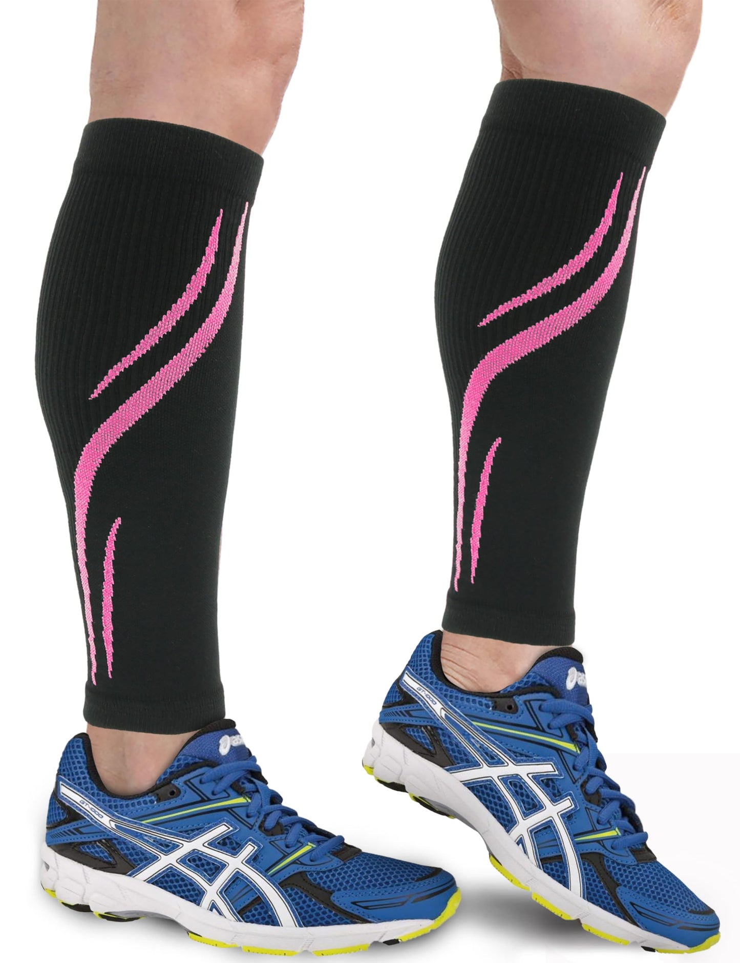Keskale Calf Compression Sleeves for Men & Women (20-30 mmHg), Leg compression Sleeve Footless Compression Socks for Running, Varicose Veins & Shin Splint Relief, Blue, L/XL