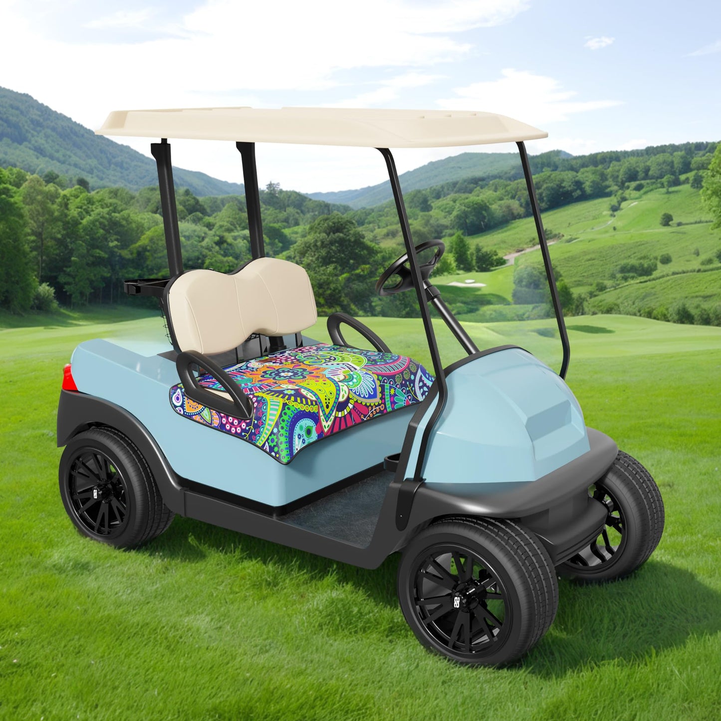 10L0L Universal Golf Cart Seat Cover Blanket Cushion Cover for EZGO TXT RXV/Club Car DS Precedent, Seat Towel for 2/4 Person Seats Suitable for All Weather