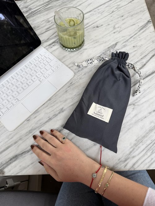 Balanced Yoga Stuff BYS Weighted Lavender Eye Pillow, Organic Cotton Fabric, Grey and White, with Travel Pouche (with Pouche, Grey)