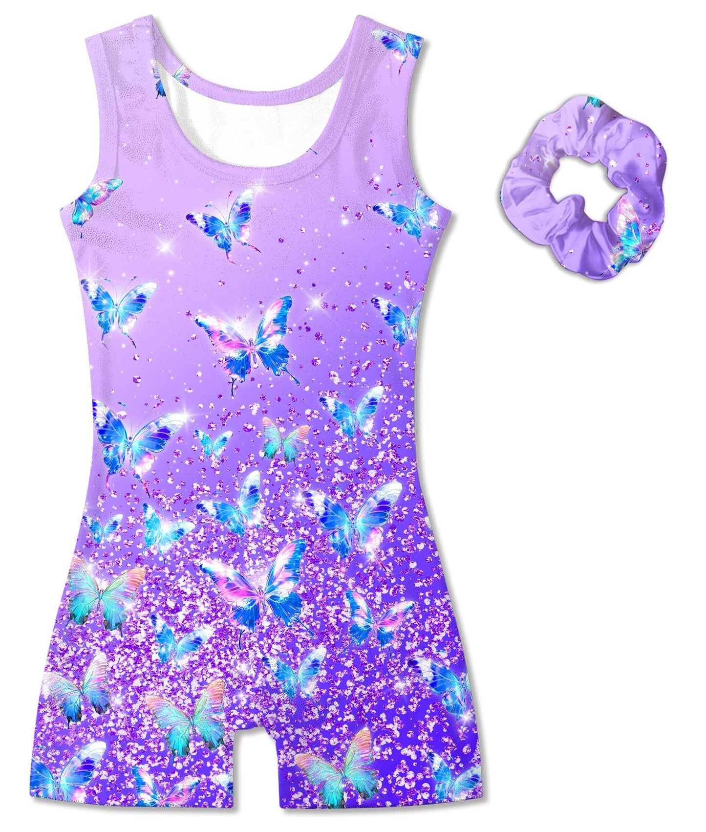 Vogseek Gymnastics Leotards for Girls with Hair Scrunchie Size 4 5, Purple