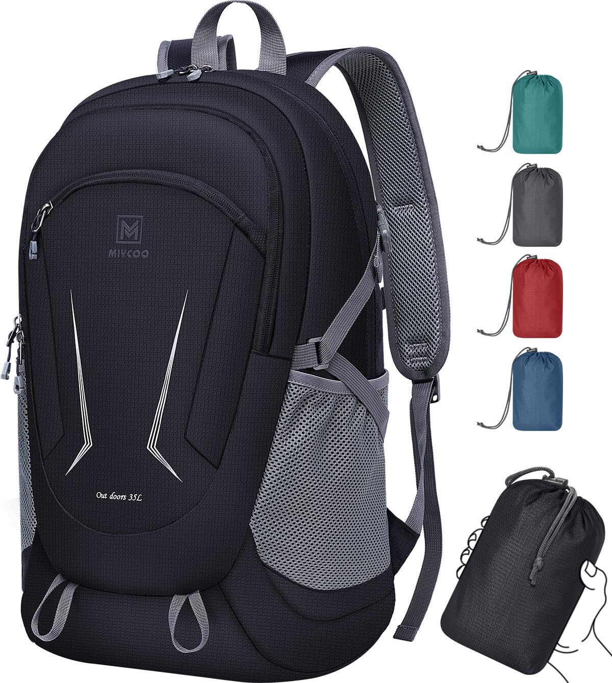 MIYCOO Backpack - Ultra Lightweight Packable Backpack for Travel Camping, Hiking Back Pack Waterproof Foldable Daypack for Men Women Black