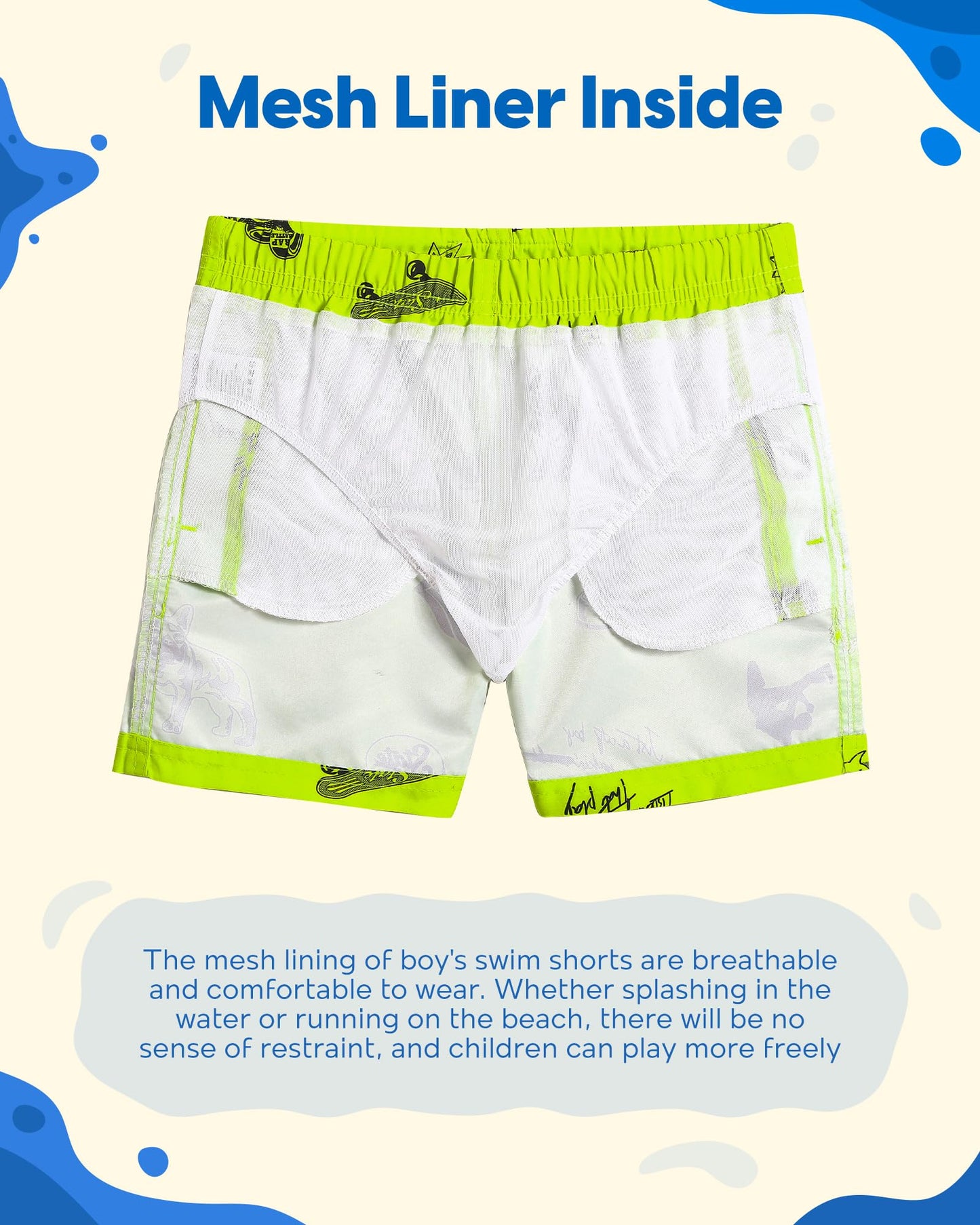 maamgic Boys Swim Trunks Toddler Swim Shorts Little Boys Bathing Suit Swimsuit Toddler Boy Swimwear,Fluorescent Green,14 T