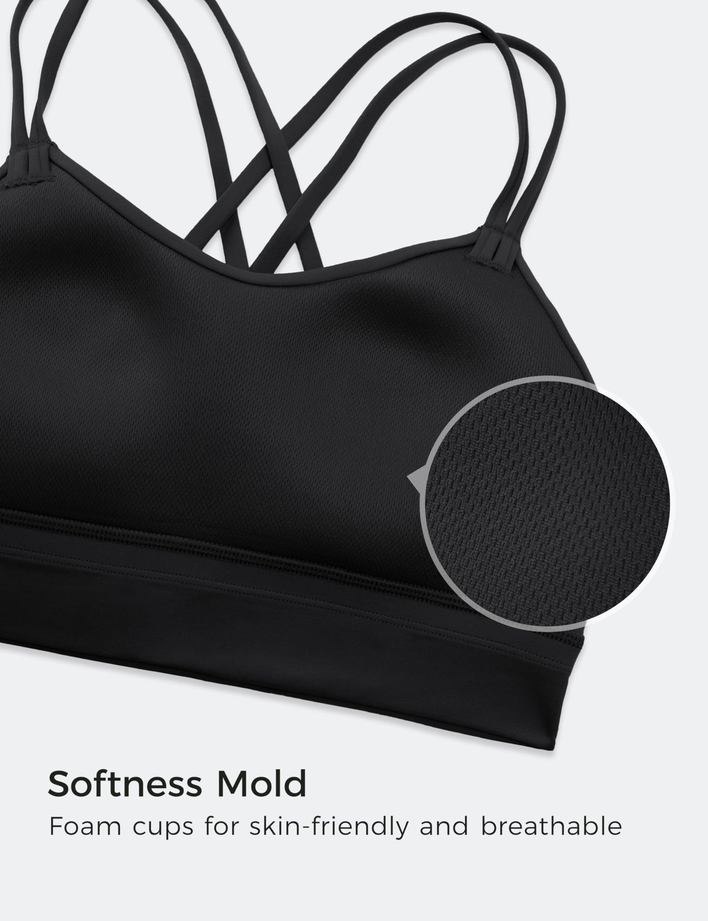 CRZ YOGA Softness Mold Butterluxe Strappy Longline Sports Bras for Women - Double Spaghetti Strap Workout Yoga Crop Top Black Large