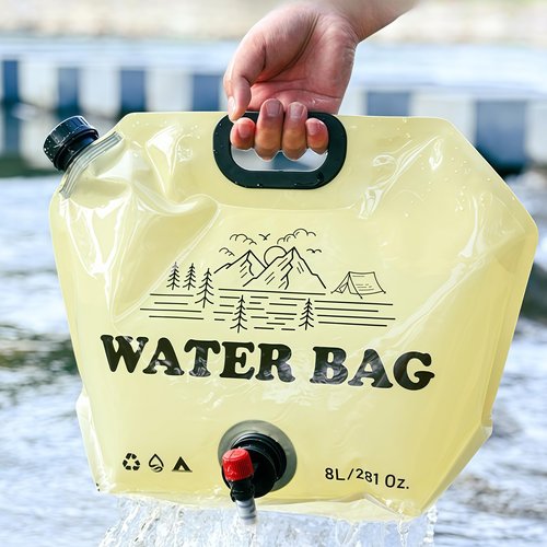Outdoor Portable Folding Water Bag with Tap for Travel, Camping, Picnic - Thick Large - Capacity Storage, Yellow