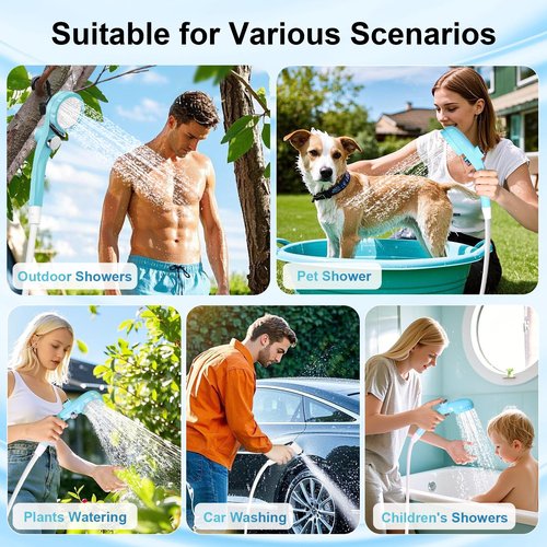 AUTOPkio Portable Camping Shower, Upgraded Rechargeable Battery Shower Pump with 3 Modes, LED Display, 8.0L/min Electric Outdoor Shower Kit for Travel, Car, Pet Washing, Emergency