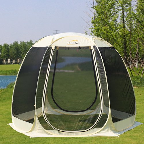 Lenotos Pop Up Screen House, 10'x10' Outdoor Screen Tent for Camping, Screened Gazebo with Mosquito Netting, Carry Bag