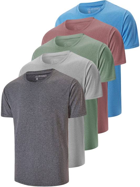 5 Pack Men's Dry Fit T Shirts Athletic Running Gym Workout Short Sleeve Tee Shirts for Men (US, Alpha, Large, Regular, Regular, Set 4)