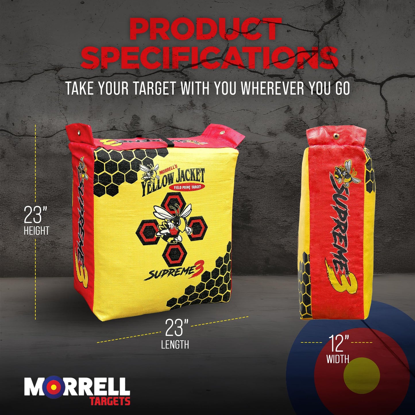 Morrell Yellow Jacket Supreme 3 28 Pound Adult Field Point Archery Bag Targetand HME Products Bowhunting 30 Inch Practice Shooting Bag Target Stand