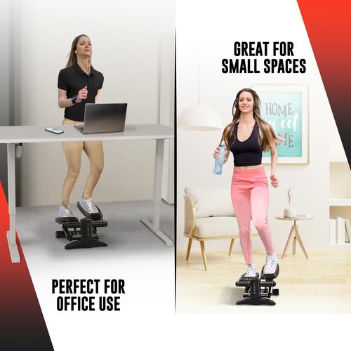 Nordic Lifting Mini Stepper & Stair Climber – Black– Compact Fitness Stepper w/Resistance Bands, LCD Monitor, 330LB Weight Limit – Home Leg & Thigh Workout Machine