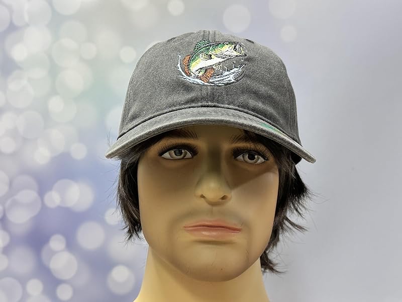 Bass Fishing Hat for Anglers – Adjustable, Unisex Dad Cap with Embroidered Bass