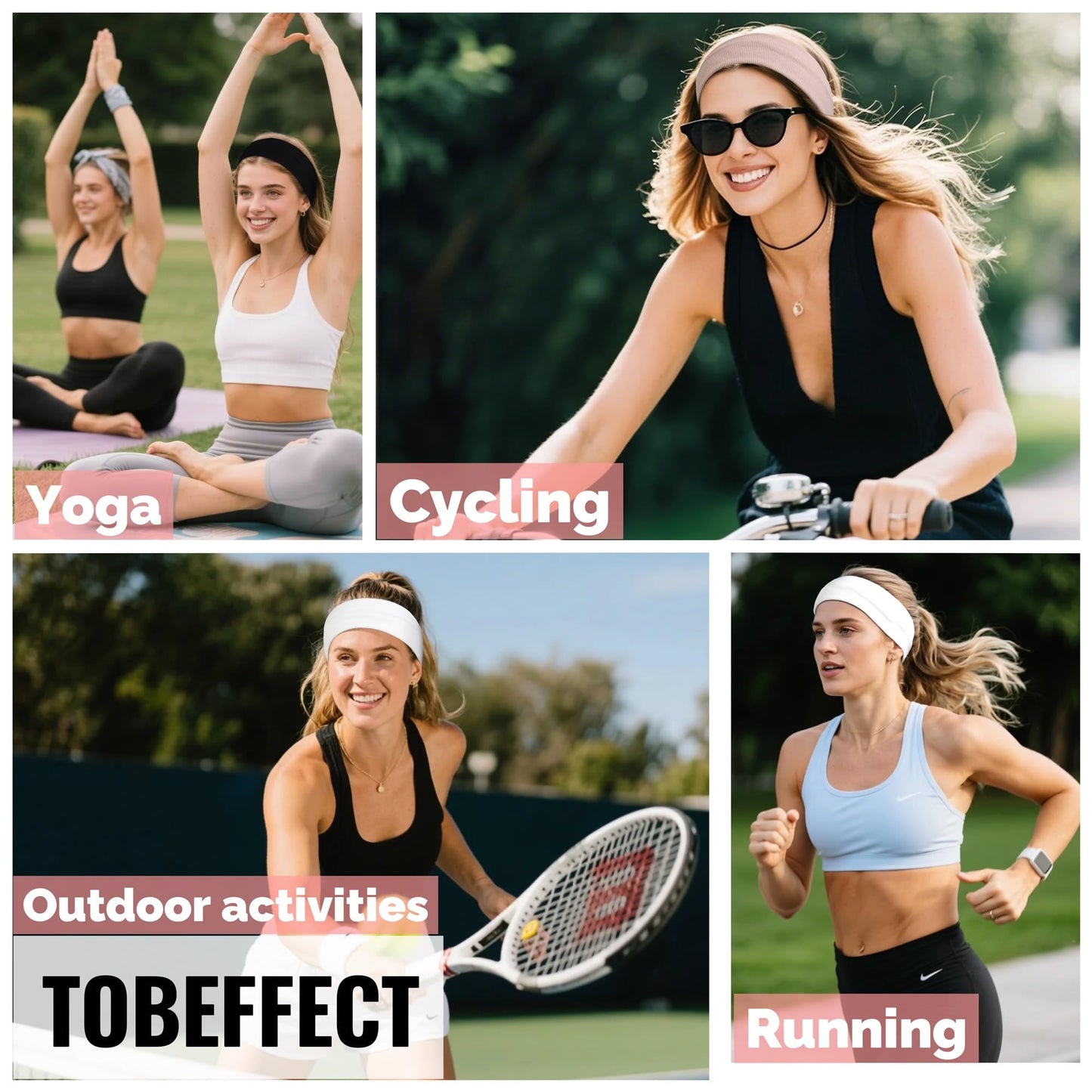 Headbands for Women Non Slip - Fashion Yoga Sports Hair Bands for Women's Hair, Soft Elastic Cotton Cloth Sweat Headbands for Women for Workout Running Daily Black Gray 6PCS