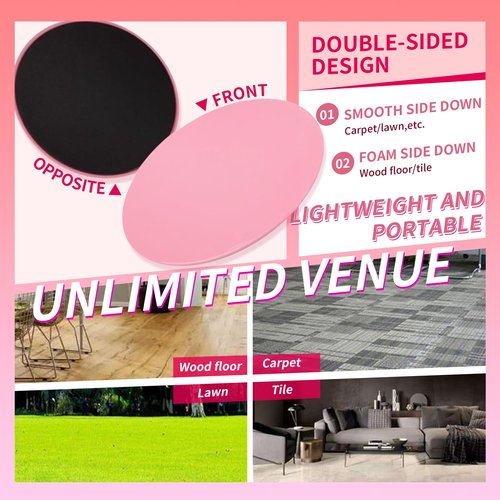 Pink Core Workout Sliders 2PCS - Exercise Sliders for Working Out
