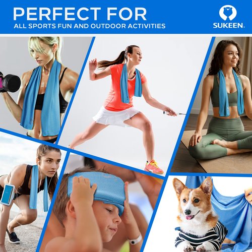 Sukeen 4 Pack Cooling Towel (40"x12"), Soft Breathable Chilly Microfiber Towel for Yoga, Sport, Running, Gym, Workout & More Activities