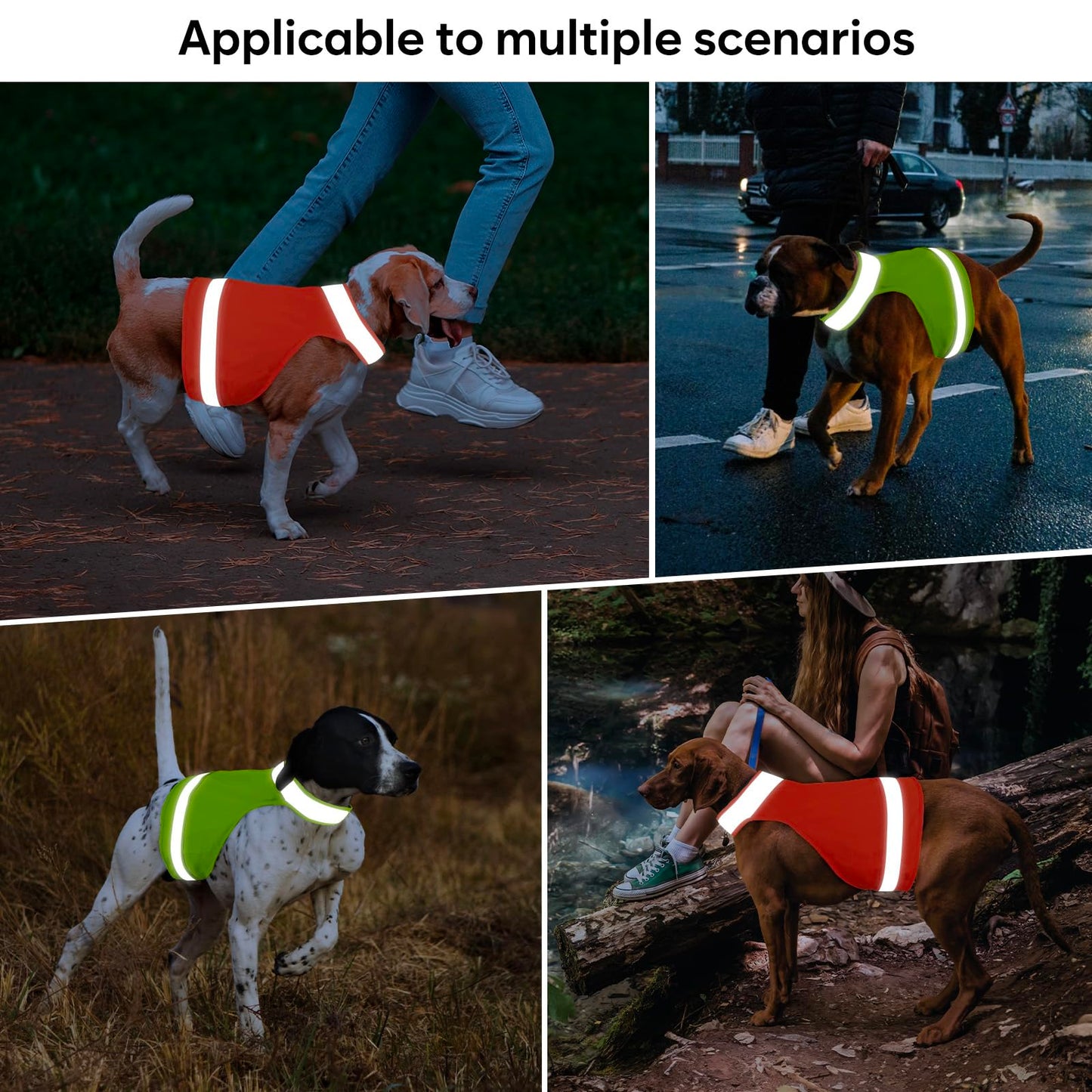 2 Pieces Dog Hunting Vest Reflective Safety Vest Adjustable,High Visibility Jacket Make Your Dog More Visible and Safety from Hunter (Fluorescent Green&Blaze Orange,M)