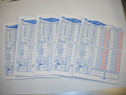 250 Triple Yahtzee Score Sheet Pad Card