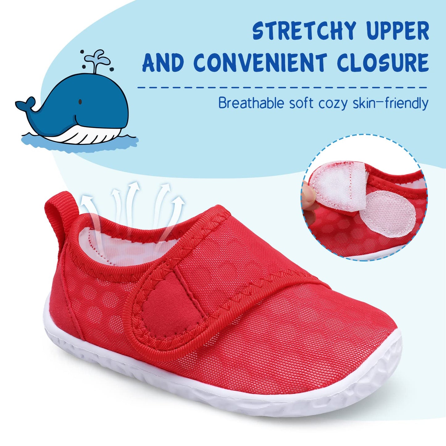 LeIsfIt Boys Girls Water Shoes Kids Aqua Socks Toddler Quick-Dry Swimming Shoes Non-Slip Summer Shoe for Beach Pool Surf, Red, 8 Toddler