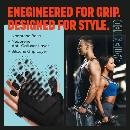 MAVA Open Gym Gloves for Men & Women; Padded Weight Lifting Gloves with Wrist Support for Comfort, Protection; Strong-Grip Fingerless Design for Men & Women; Anti-Sweat Gym Accessories