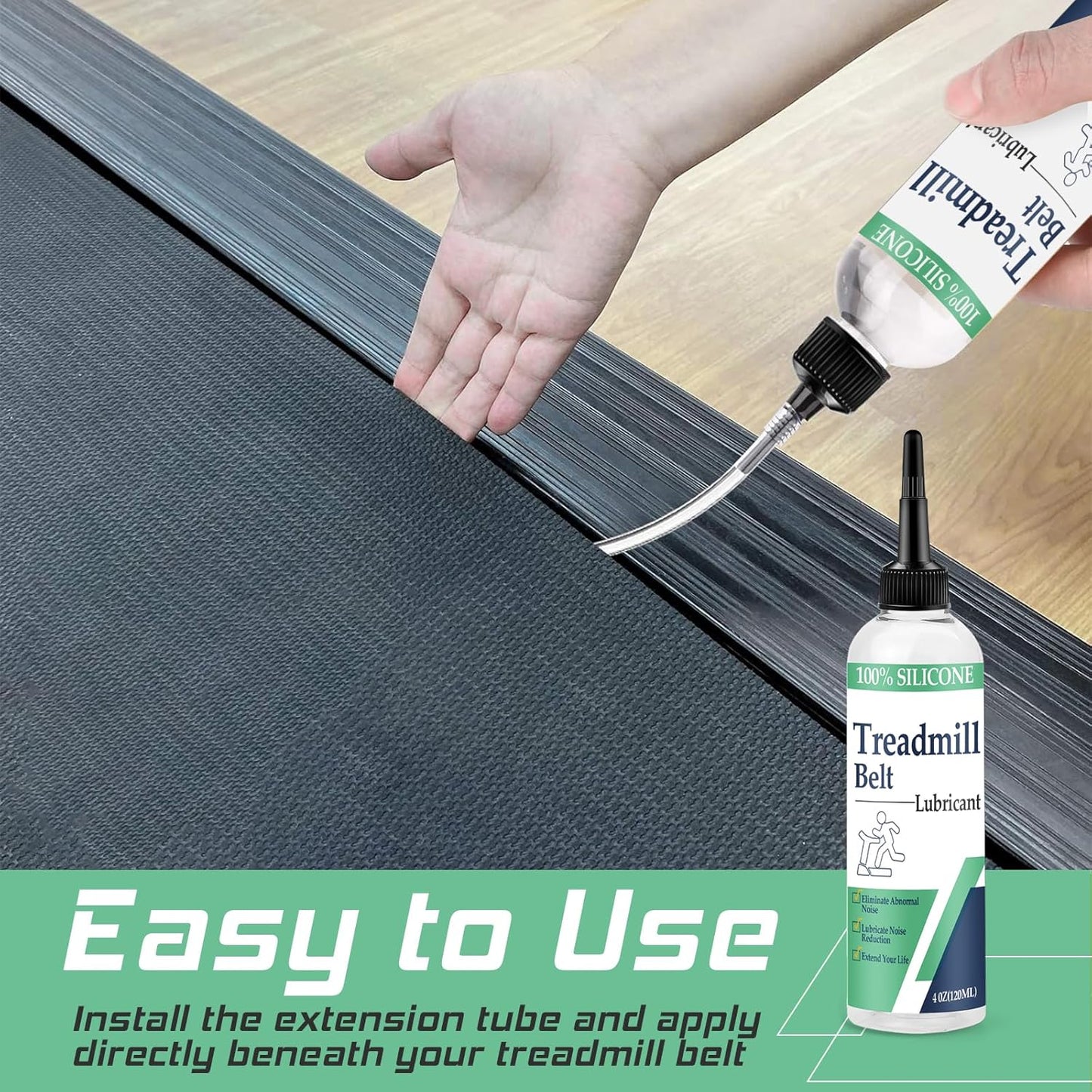 100% Silicone Treadmill Lubricant for Belt, 4 Oz Treadmill Oil Belt Lubricant, Reduce Friction Lubricant with Tubes and 5 Cloths for Nearly All Types of Treadmills (1)
