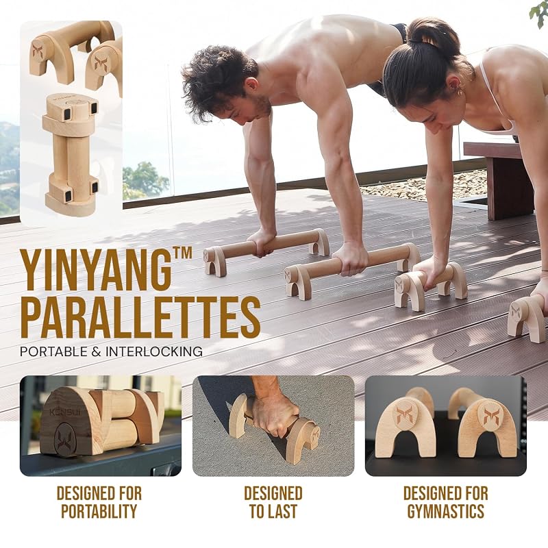 Kensui YinYang Magnetic Wooden Push Up Bars – PRO