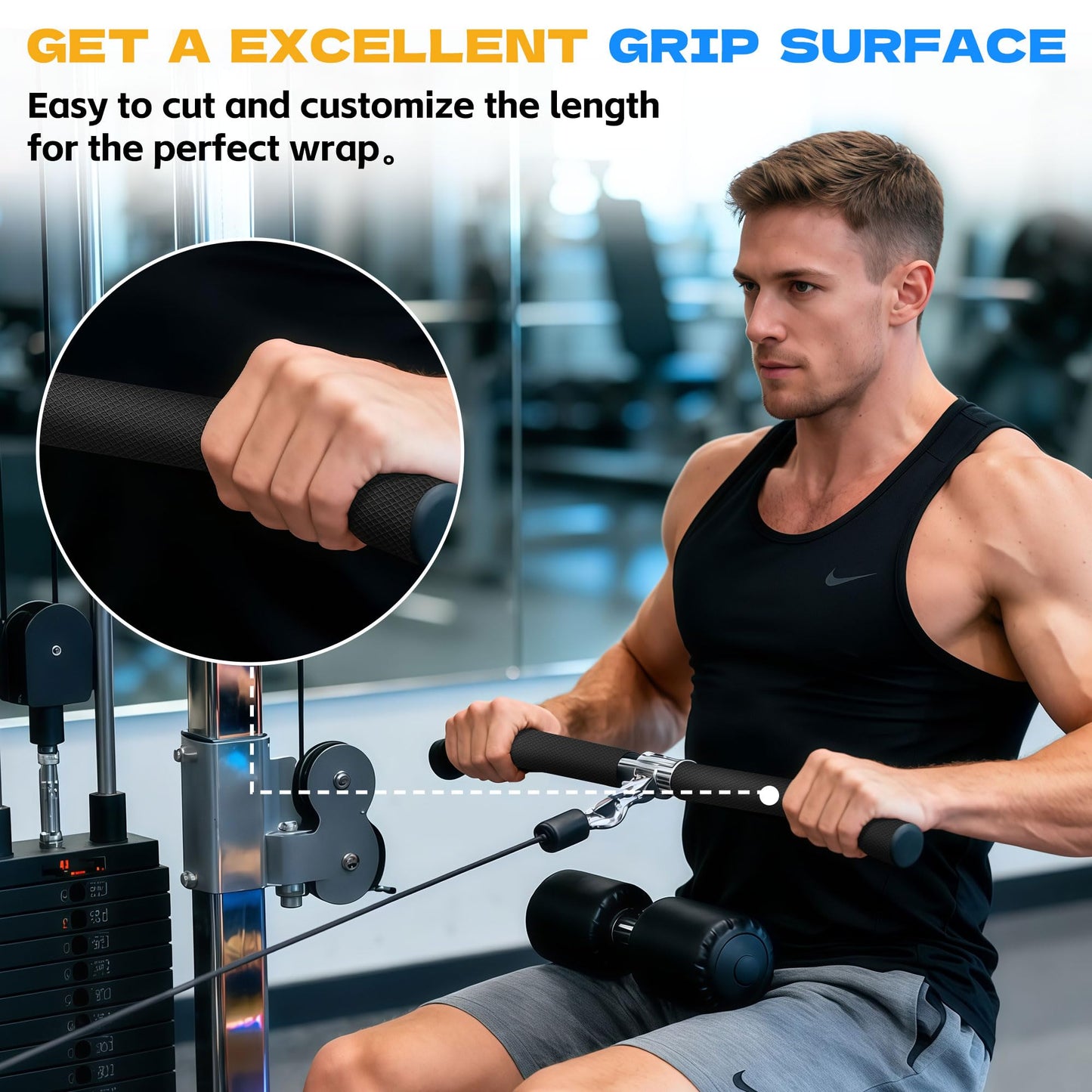 Xfenvs Rubber Grip Tape, 1 in x 22 Ft Black Ultra-Thin Strong Adhesive Non-Slip Tape, Anti-Slip Grip Tape for Handles, Waterproof Heat Resistant Cushion Grip, Comfortable in Hands