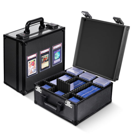 Kabinka Graded Card Storage Box with Display Window for PSA/CGC Holder, TSA Combination Lock Trading Card Case for Sports Cards, Storage Slab Case with 6+2 EVA Dividers for MTG/TCGs (Carbon Fibre)