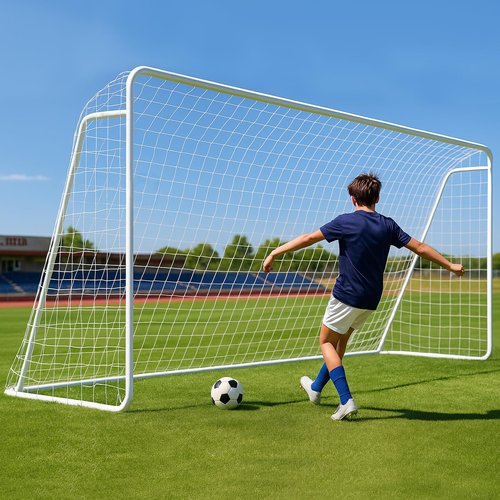 MOPHOTO 12x6 FT Steel Soccer Goal for Backyard, Weatherproof Soccer Net with 6 Training Cones, for Teens & Adults Team Practice, Basic