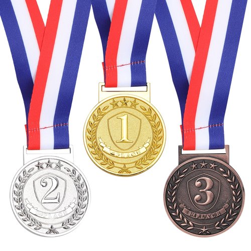 Abaokai 1st, 2nd, 3rd Award Medals, Winner Medals, Metal Award Medals with Smooth Ribbon, Perfect for School Competitions, Party, Students, Olympic Style 2 Inches (Gold Silver Bronze-12 pcs)