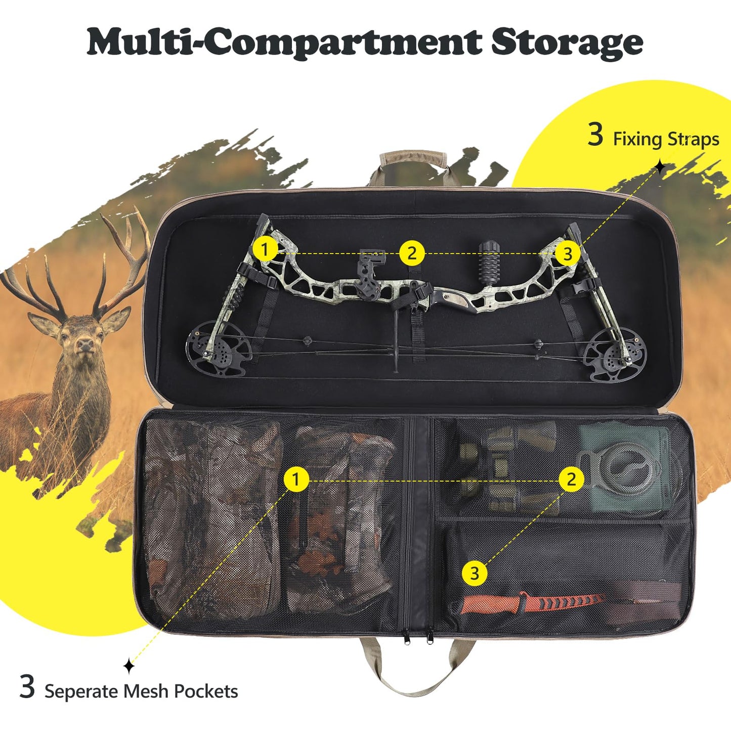 Wild Cedar Soft Compound Bow Case, Archery Bag with Arrow Pockets and Adjustable Straps,Durable Compound Bow Backpack with Soft Padding and Zipper, Carrying Archery Case for Storge and Protection