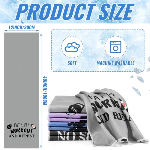 Peryiter 8 Pack Funny Workout Gym Cooling Towel Fitness Gifts for Women Men 40"x12" Microfiber Breathable Chilly Towels for Neck and Face, Novelty Summer Gifts for Workout Fitness Bodybuilding Lover